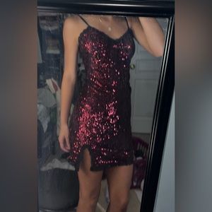 Sequins and lace mini dress